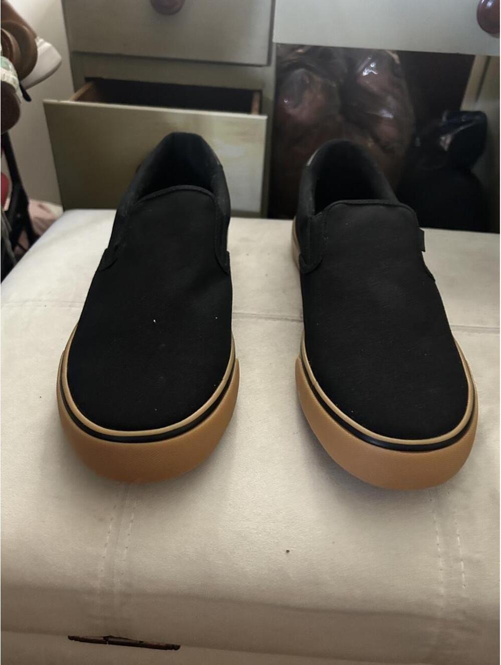 Brand new Black Lugz Clipper slip-on sneakers with tan sole size 15